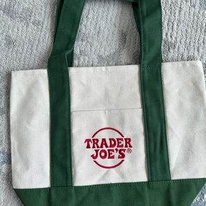 Trader Joe's Mini Green and White Tote Bag
